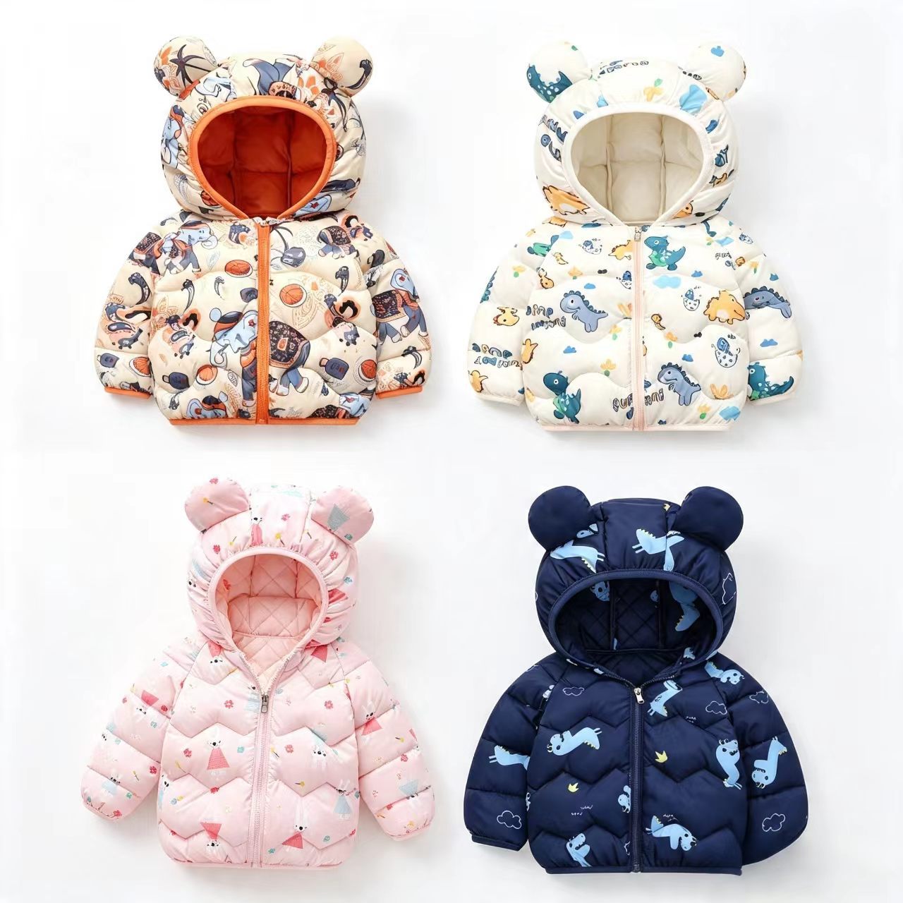 Baby Clothing Zipper - Jaket Anak Bayi Kartun, Pakaian Berkerudung